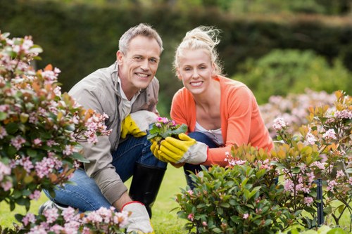 Wood chipping and composting activity at a garden maintenance site